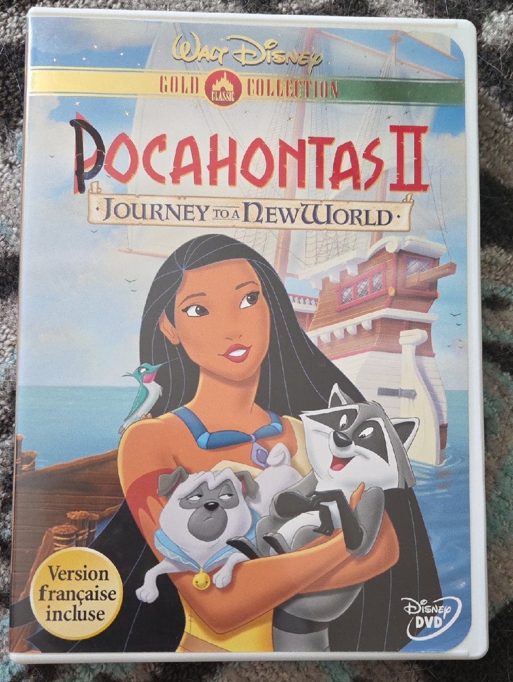 Disney Pocahontas II Back Cover Artwork - Blue/Gold/Red Accents